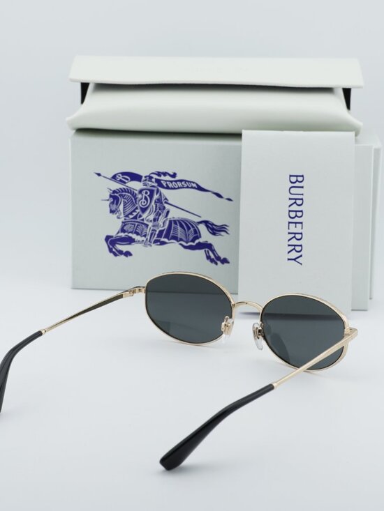 Burberry BE3169 110987 Oval Sunglasses - Gold/Grey main image 4